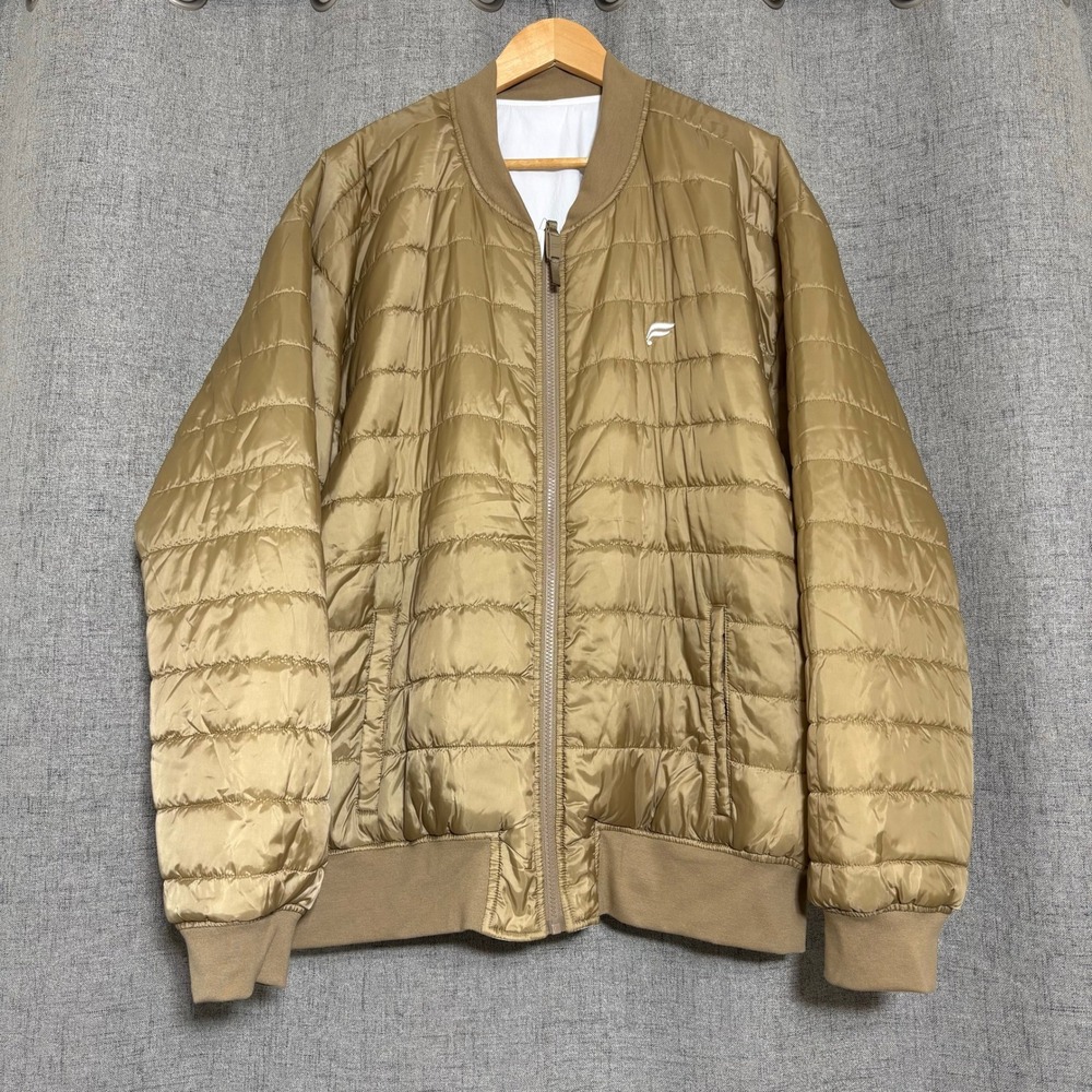 NWT Fabletics Jacket Men XXL Reversible Bomber Jacket Gold White Athletic Zip
